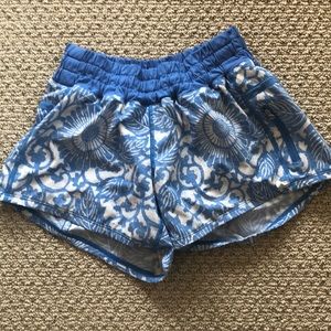 Baby blue floral lululemon shorts